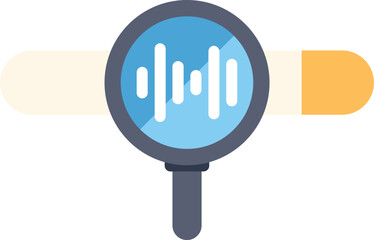 Poster - magnifying glass is analyzing sound wave on a progress bar, in a modern flat style
