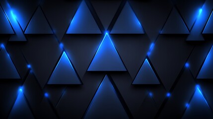 Poster - Abstract Blue Triangles Illuminated Dark Background