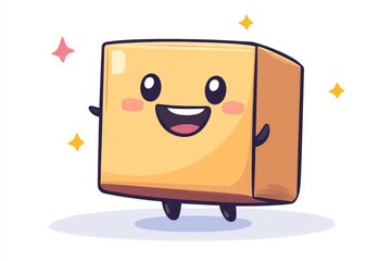 Aufkleber - Cheerful cartoon character with a smiling face and sparkling effects in a playful design