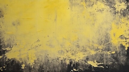 Poster - Abstract Grunge Art with Yellow and Black Paint Splashes on Textured Paper Creating a Unique Visual Experience for Modern Decor