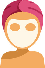 Sticker - Woman is enjoying her beauty routine, wearing a pink towel on her head and applying a white face mask