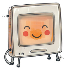 Poster - Happy Retro Computer Screen Displays Smiling Face