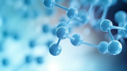 Poster - Abstract Blue Chemical Background Featuring Simple Molecular Structures With Light Effects for Scientific, Educational, or Decorative Use