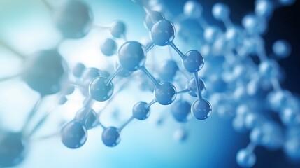 Poster - Abstract representation of blue chemical structure in simple background showcasing molecular connections and scientific concepts in a light atmosphere
