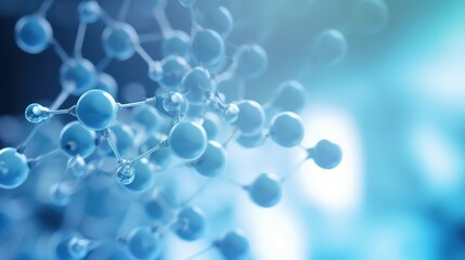 Poster - Abstract Chemical Structure with Blue Light Background Providing a Simple Visual Representation of Molecular Composition and Scientific Concepts