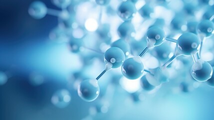 Poster - Close-Up View of Simple Chemical Structures on Soft Blue Background with Light Highlights for Science and Education Use