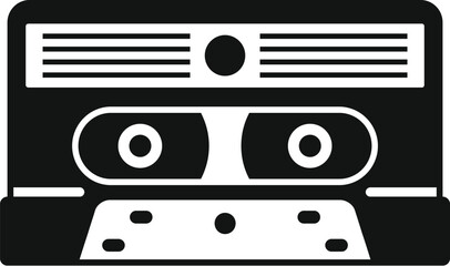Poster - black and white icon of an audio cassette tape, symbolizing vintage music technology and nostalgic m