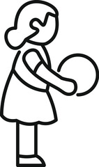 Poster - Minimalist line drawing of a girl holding a ball, perfect for children's books, educational materials, or any project needing a touch of simplicity