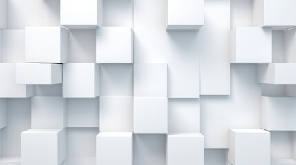 Poster - Abstract White Cube Wall with Randomly Shifted Boxes in a Minimalist Background Design for Modern Interiors or Graphic Projects