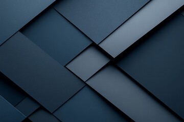 Poster - Modern geometric design featuring overlapping dark blue layers in a structured pattern on a flat surface
