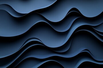 Leinwandbilder - Textured waves of deep blue fabric create a dynamic visual effect in an abstract composition