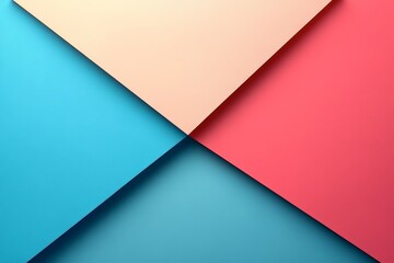 Poster - Colorful triangular shapes create a harmonious geometric pattern on a flat surface in a minimalist composition
