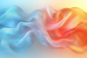 Aufkleber - Flowing fabric in soft hues of blue and orange creating a serene abstract composition