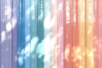 Poster - Colorful vertical panels display soft shadows from a nearby tree, creating a serene outdoor atmosphere during daytime