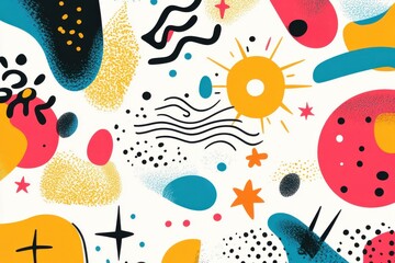 Poster - A vibrant collection of abstract shapes showcasing circles, stars, and organic designs for dynamic visual projects and modern artistic expressions