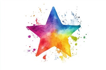 Poster - Colorful watercolor star illustration featuring vibrant rainbow gradient symbolizing creativity, inspiration, and hope for artistic inspiration and design projects