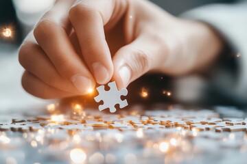 Poster - A clean, geometric icon showing a hand placing a puzzle piece into an empty spot, with subtle arrows indicating replacement