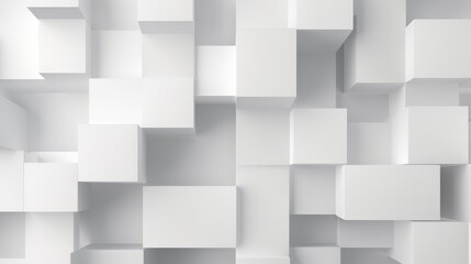 Poster - Minimal Abstract Isometric White Cubes Background with Seamless Design for Modern and Creative Applications