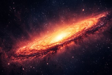 Poster - Colorful spiral galaxy illuminated by glowing stars and cosmic dust in deep space