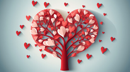 Poster - Valentine's Day greeting card with red heart in floral ornament of love