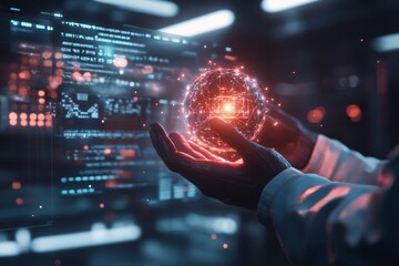 Poster - A detailed 3D illustration of a scientist holding a glowing object that symbolizes a significant scientific breakthrough, with a futuristic lab in the background