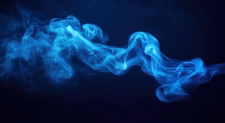 Poster - A vibrant blue smoke swirl dances elegantly against a dark background, creating a captivating and mysterious visual effect.