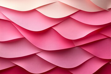 Wall Mural - Abstract Pink and White Paper Wave Design