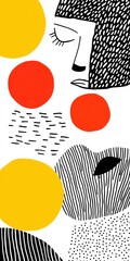 Poster - Seasonal prints illustrations of abstract faces and shapes artistic gallery modern art bright colors close-up view