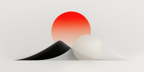 Poster - Modern minimalism of sunset over mountains digital art serene environment abstract viewpoint