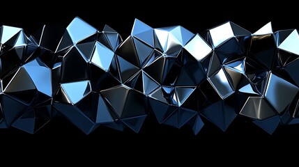 Poster - Abstract Dark Blue Metallic Crystal Geometric Shapes
