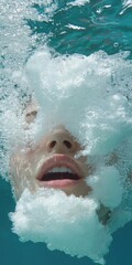 Poster - Underwater bubble portrait pool modern art tranquil close-up emotion