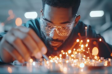 Aufkleber - An IT technician verifying sufficient storage space on a server, with glowing racks of hardware in a dimly lit data center