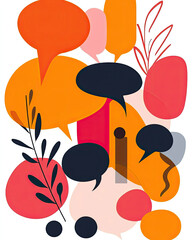 Poster - Bright and Bold Overlapping Speech Bubbles Create a Playful Dialogue on a Neutral Canvas