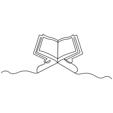 Quran icon  continuous one line drawing  outline vector illustration 