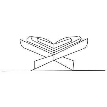 Quran icon  continuous one line drawing  outline vector illustration 