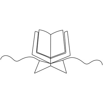 Quran icon  continuous one line drawing  outline vector illustration 