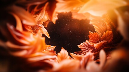 Canvas Print - Autumn leaves swirl in a warm, glowing vortex.