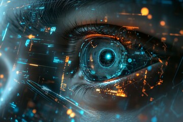 Aufkleber - Futuristic digital eye concept representing vision technology in advanced cybernetic systems