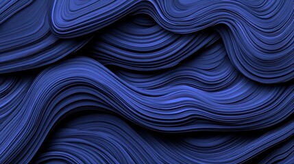 Poster - Dark Blue Hand-Painted Waves on Canvas with Flowing Textures and Organic Forms