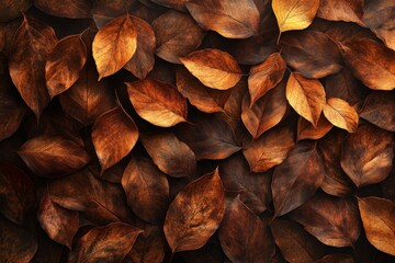 Aufkleber - Fallen leaves cover the ground in a rich tapestry of brown hues during autumn season
