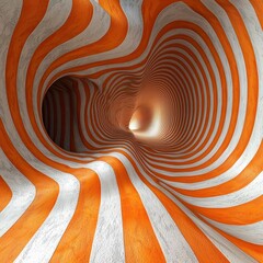 Poster - Psychedelic Abstract Background with Realistic Texture of Twisting Stripes in Vibrant Orange and White Shades