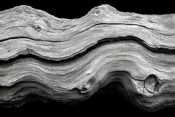 Poster - Natural beauty of weathered wood with intricate patterns and textures highlighted against a dark background
