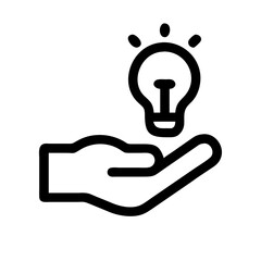 Poster - Idea Support Hand with Lightbulb Vector Icon for Innovation and Assistance