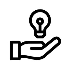 Poster - Idea Support Hand with Lightbulb Vector Icon for Innovation and Assistance
