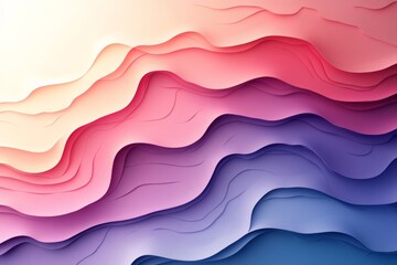 Poster - Colorful layered abstract design creating a mesmerizing flow of shape and depth resembling waves in soft pastel tones