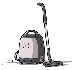 Wall Mural - A happy cartoon vacuum cleaner is ready to clean