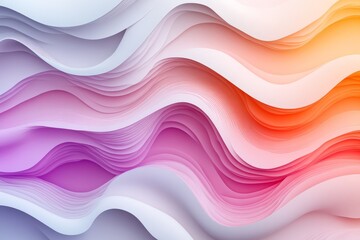 Poster - Colorful layered waves create a vibrant abstract design with smooth gradients in hues of pink, orange, and white
