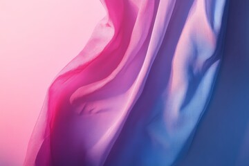Poster - Colorful flowing fabric creates a mesmerizing visual in soft light against a pastel backdrop