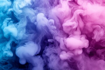 Poster - Colorful swirling smoke creates a captivating abstract background in shades of blue and pink