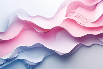 Poster - Flowing paper waves with soft gradient colors, showcasing an artistic design element for backgrounds or presentations